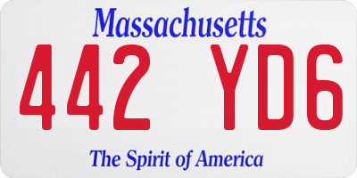 MA license plate 442YD6