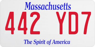 MA license plate 442YD7
