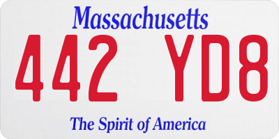MA license plate 442YD8