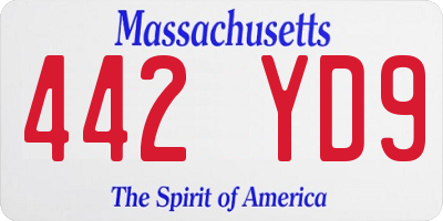 MA license plate 442YD9