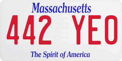 MA license plate 442YE0