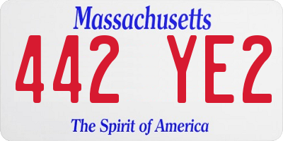 MA license plate 442YE2