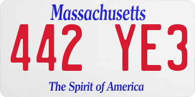 MA license plate 442YE3
