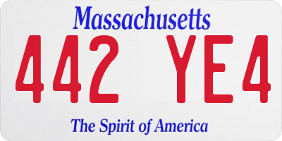 MA license plate 442YE4