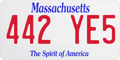 MA license plate 442YE5