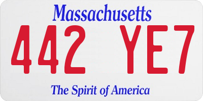 MA license plate 442YE7