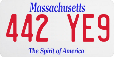 MA license plate 442YE9