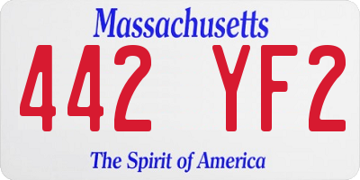 MA license plate 442YF2