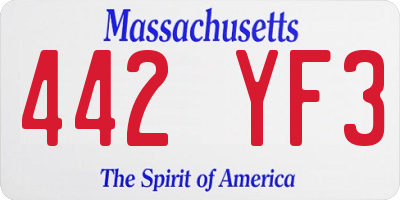MA license plate 442YF3