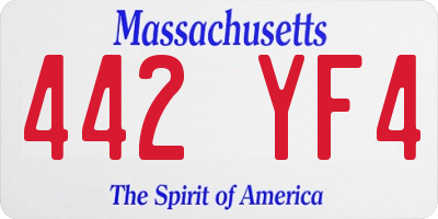 MA license plate 442YF4