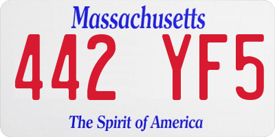 MA license plate 442YF5