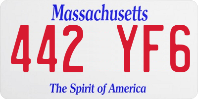 MA license plate 442YF6