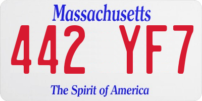 MA license plate 442YF7
