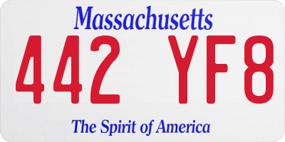 MA license plate 442YF8