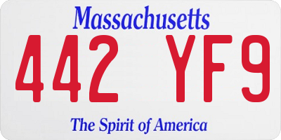 MA license plate 442YF9