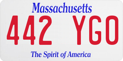 MA license plate 442YG0
