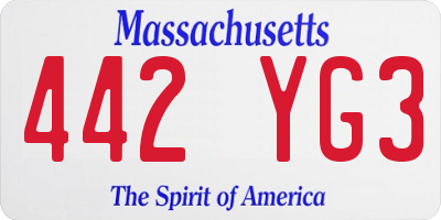 MA license plate 442YG3