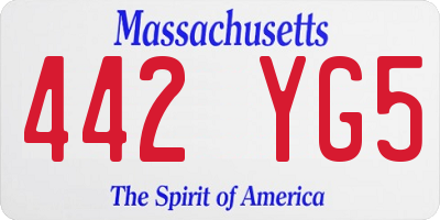 MA license plate 442YG5