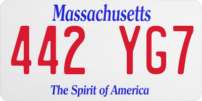 MA license plate 442YG7