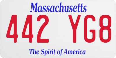 MA license plate 442YG8