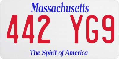 MA license plate 442YG9