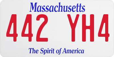 MA license plate 442YH4