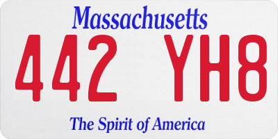 MA license plate 442YH8