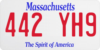 MA license plate 442YH9