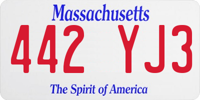 MA license plate 442YJ3