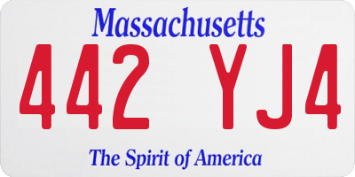 MA license plate 442YJ4