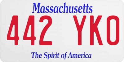 MA license plate 442YK0
