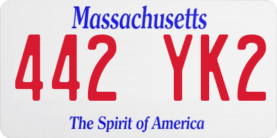 MA license plate 442YK2