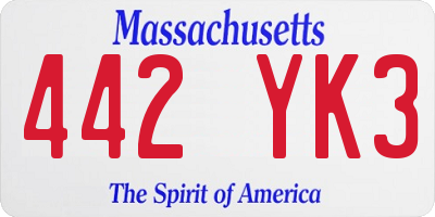 MA license plate 442YK3