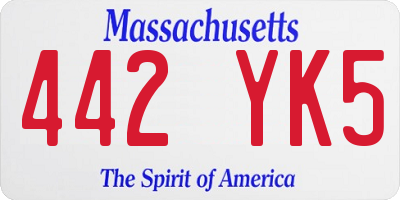 MA license plate 442YK5