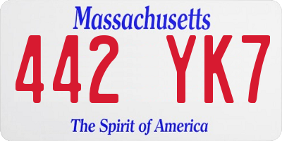 MA license plate 442YK7