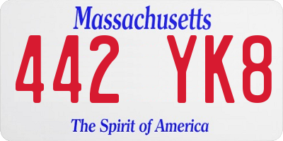 MA license plate 442YK8