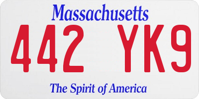 MA license plate 442YK9