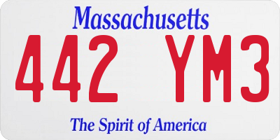 MA license plate 442YM3