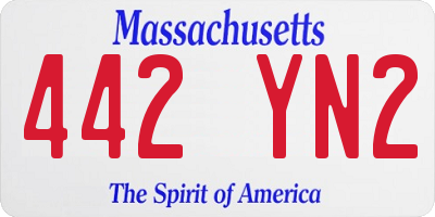 MA license plate 442YN2