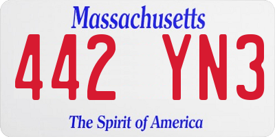 MA license plate 442YN3