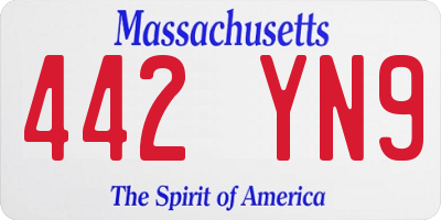 MA license plate 442YN9