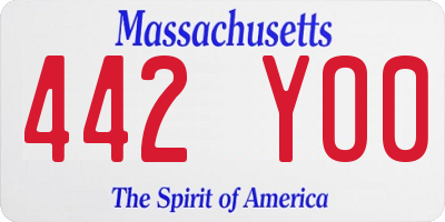 MA license plate 442YO0