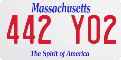 MA license plate 442YO2