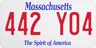 MA license plate 442YO4