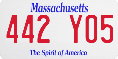 MA license plate 442YO5