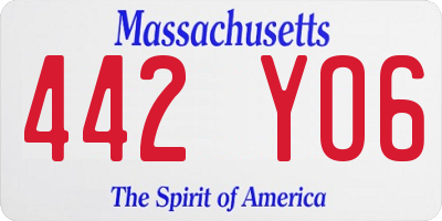 MA license plate 442YO6