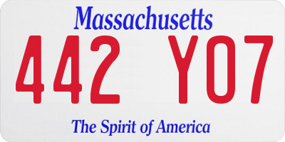 MA license plate 442YO7