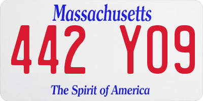 MA license plate 442YO9