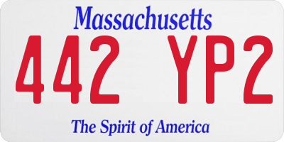 MA license plate 442YP2