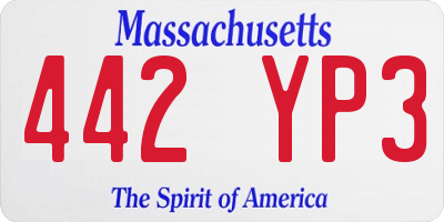 MA license plate 442YP3